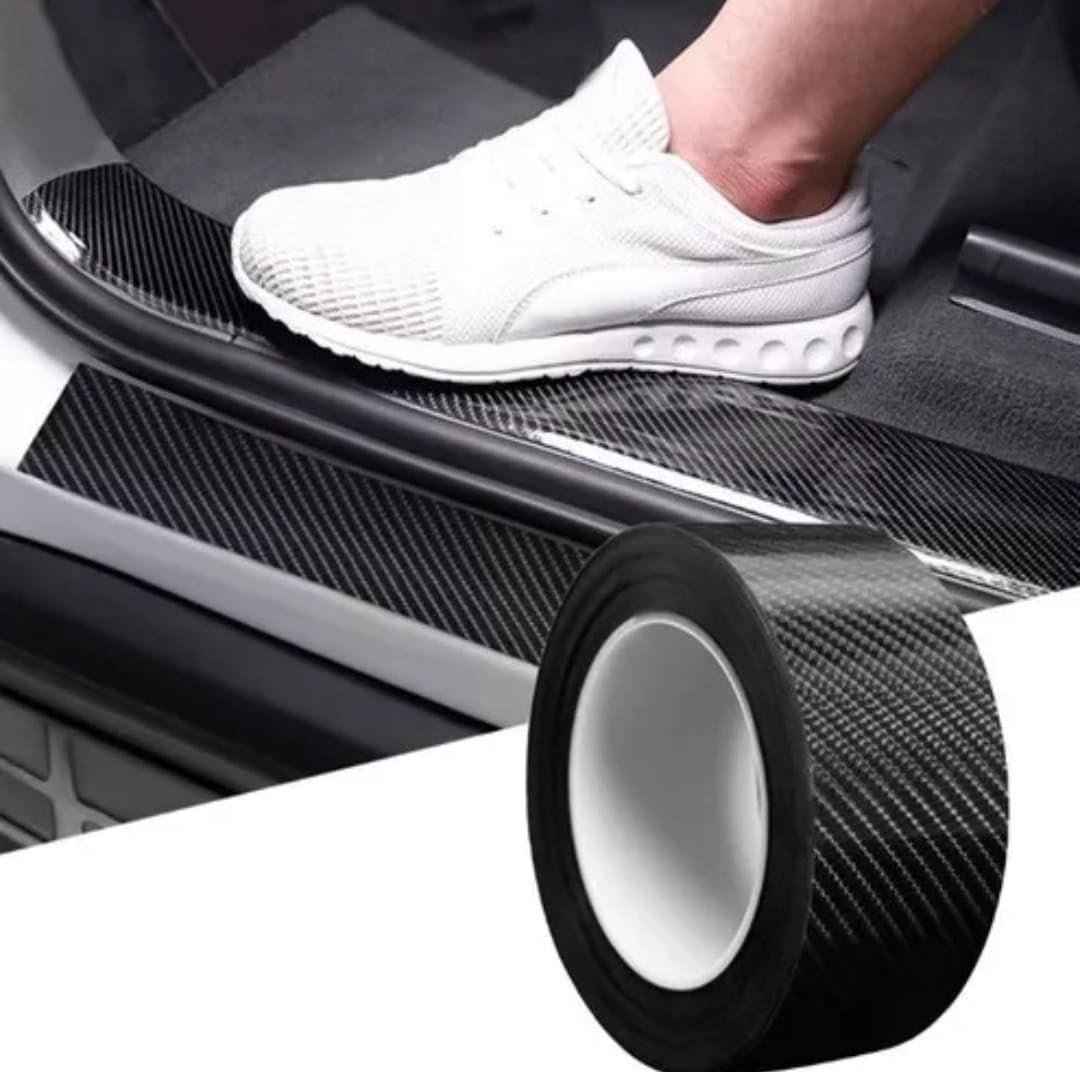 Protetor de Soleira Fibra de Carbono 4m x 15cm: Proteção Premium e Estilo para Seu Carro