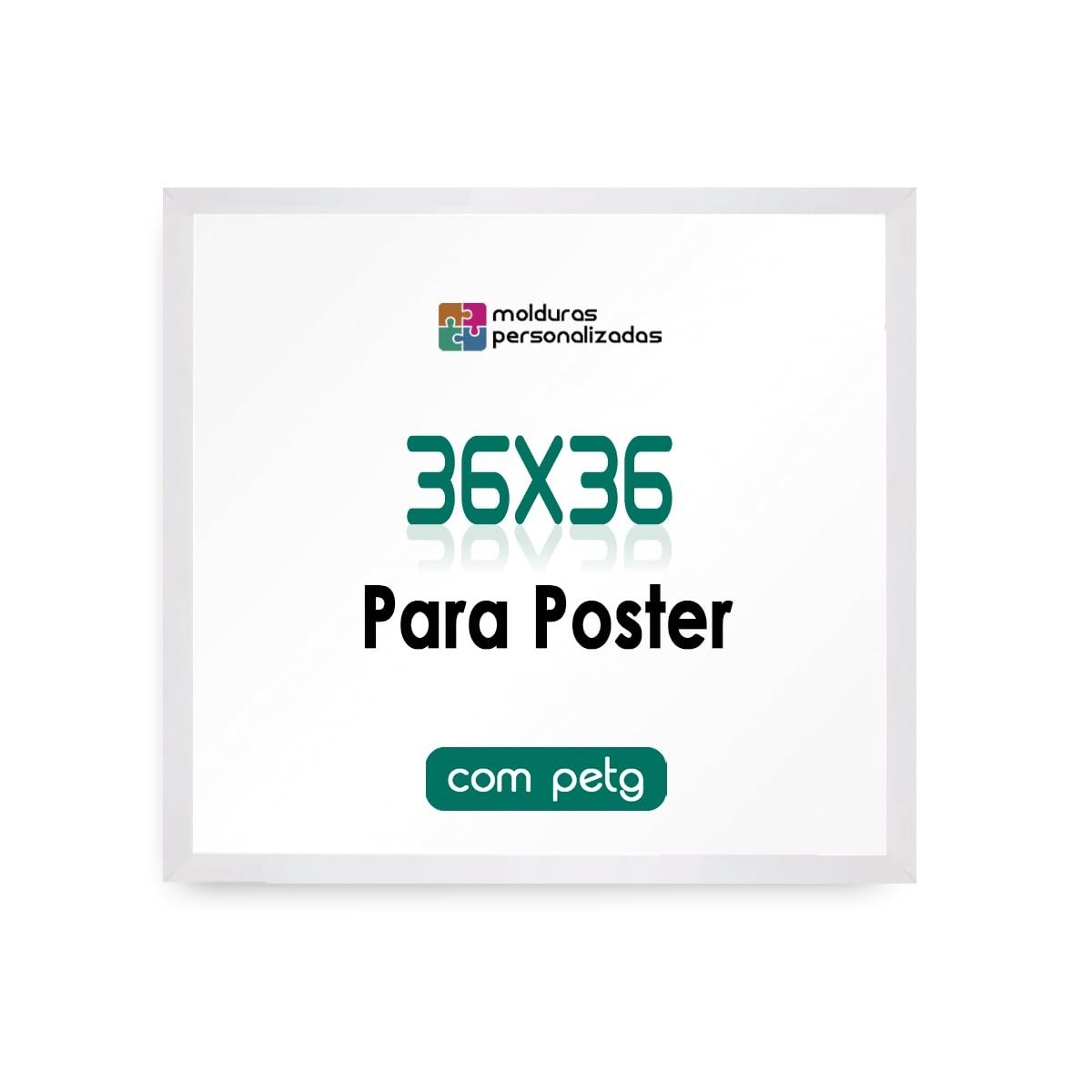 Moldura 36x36 para Poster com Proteção PETG Branca - Valfenda