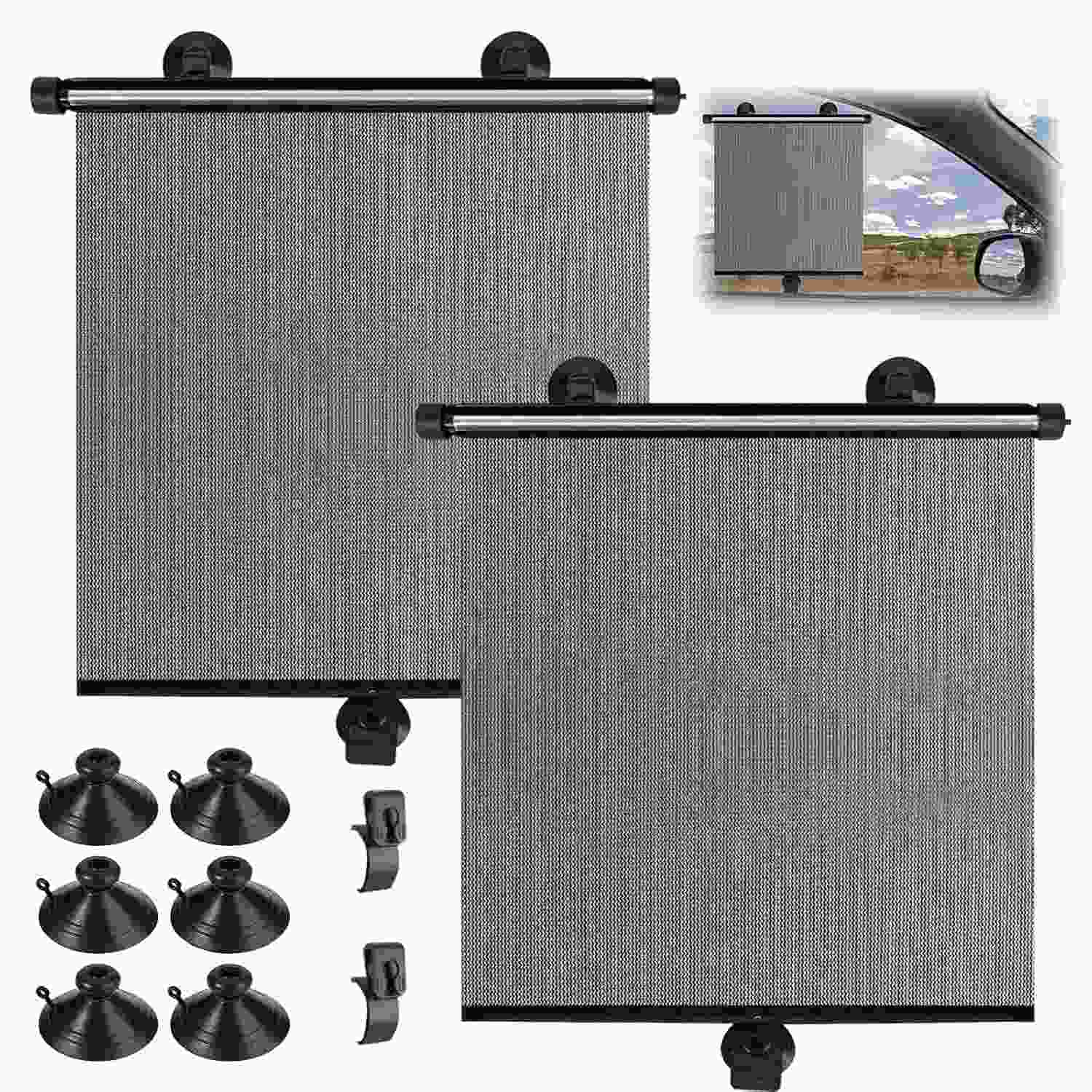 Kit 2 Cortinas de Sol Retrátil para Carro - Proteção UV e Bloqueio de Calor