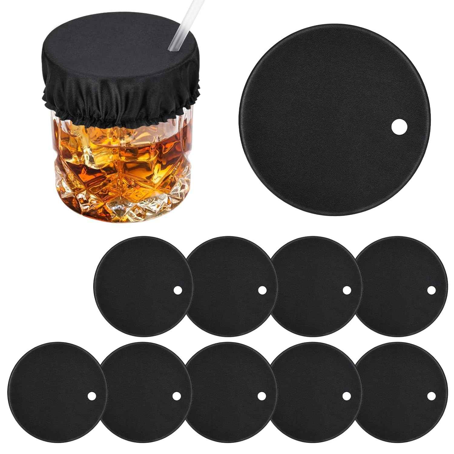 Capas de Bebida Scrunchie com Tampa Reutilizável - Proteção Contra Contaminação em Bares e Festas