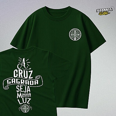 Camiseta Cruz Sagrada: Fé, Luz e Proteção
