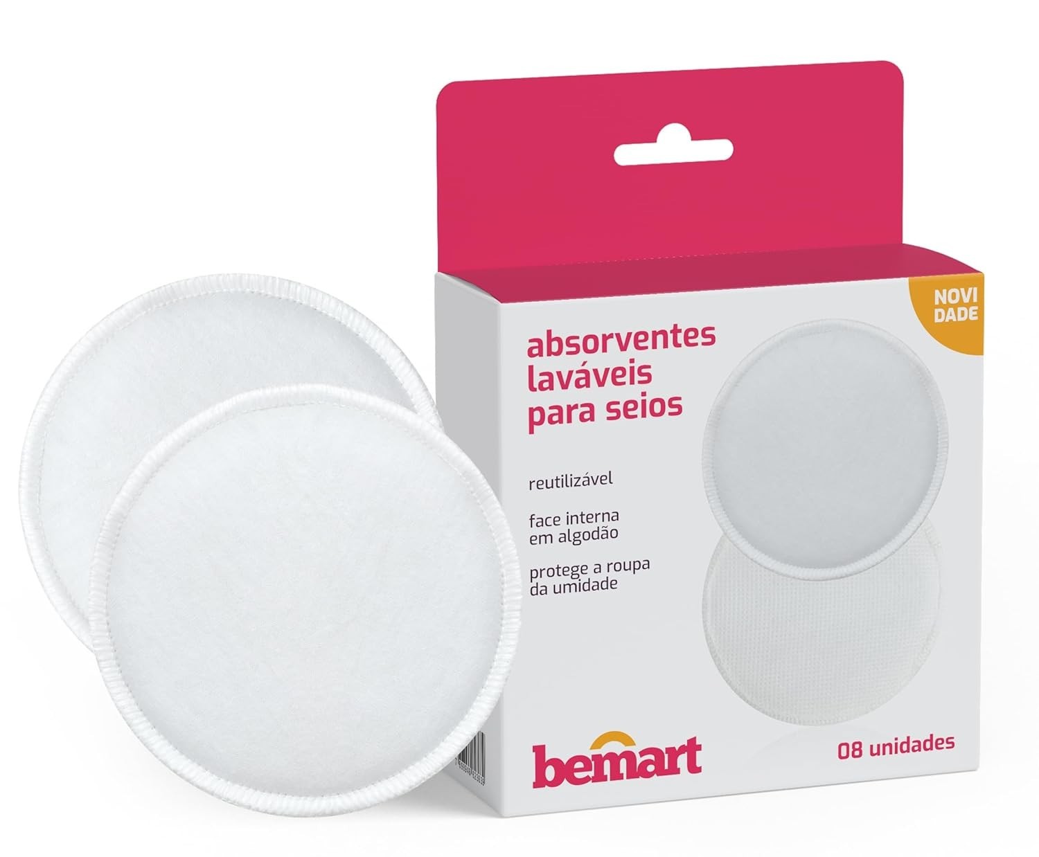 Absorvente de Seios Lavável com Alta Absorção - Proteção Confortável em Algodão para Amamentação
