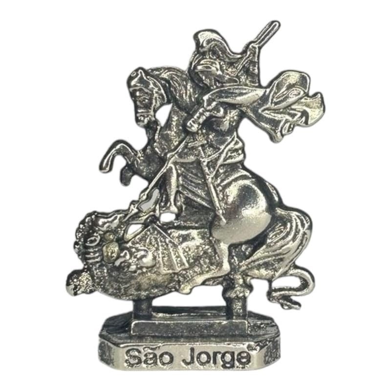 Escultura São Jorge 5,5 cm em Metal Niquelado - Proteção e Fé com Estilo
