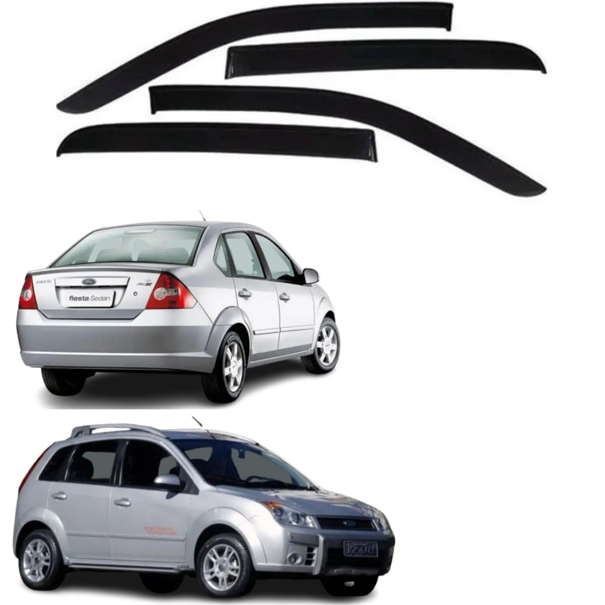 Calha de Chuva Adesiva Fumê para Ford Fiesta 2ª Geração (2002-2014) - Proteção e Estilo
