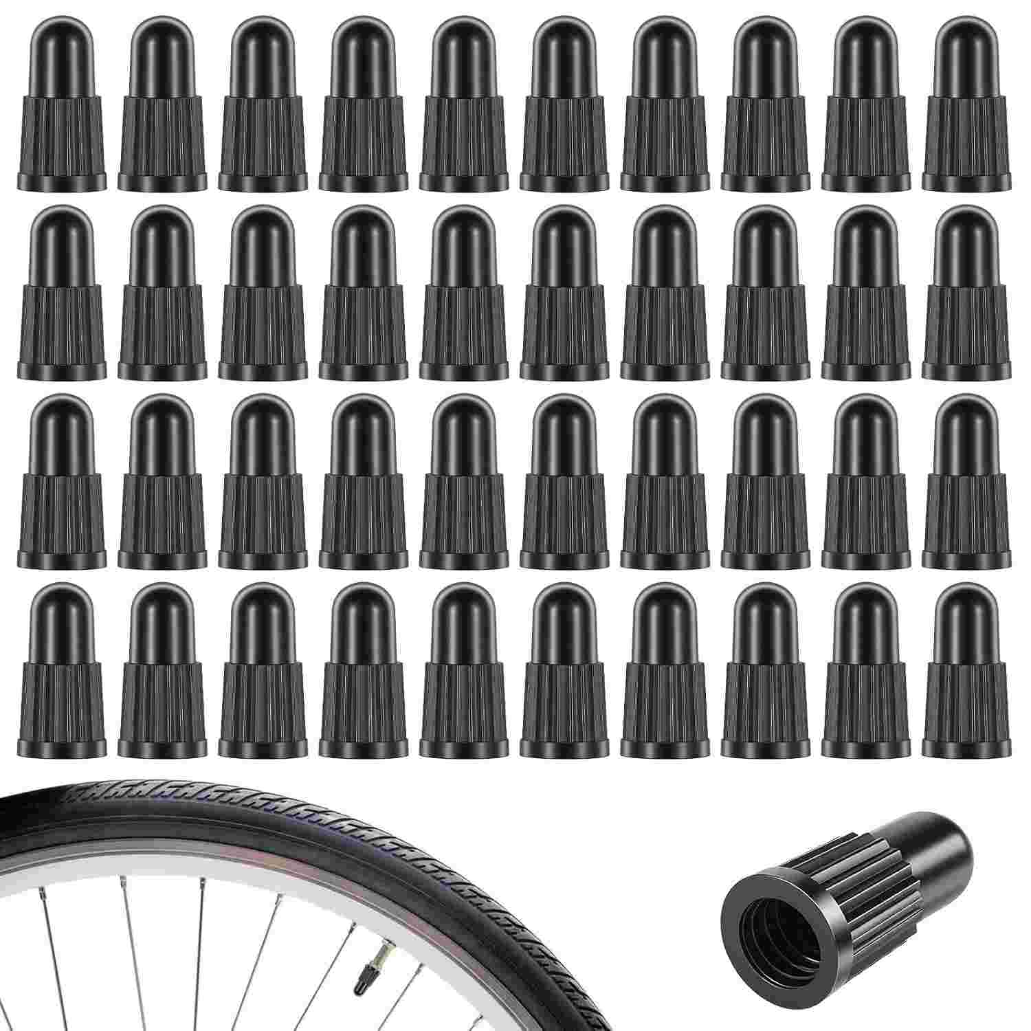 40 Tampas de Válvula Presta Pretas Universais - Proteção e Estilo para Sua Bicicleta MTB