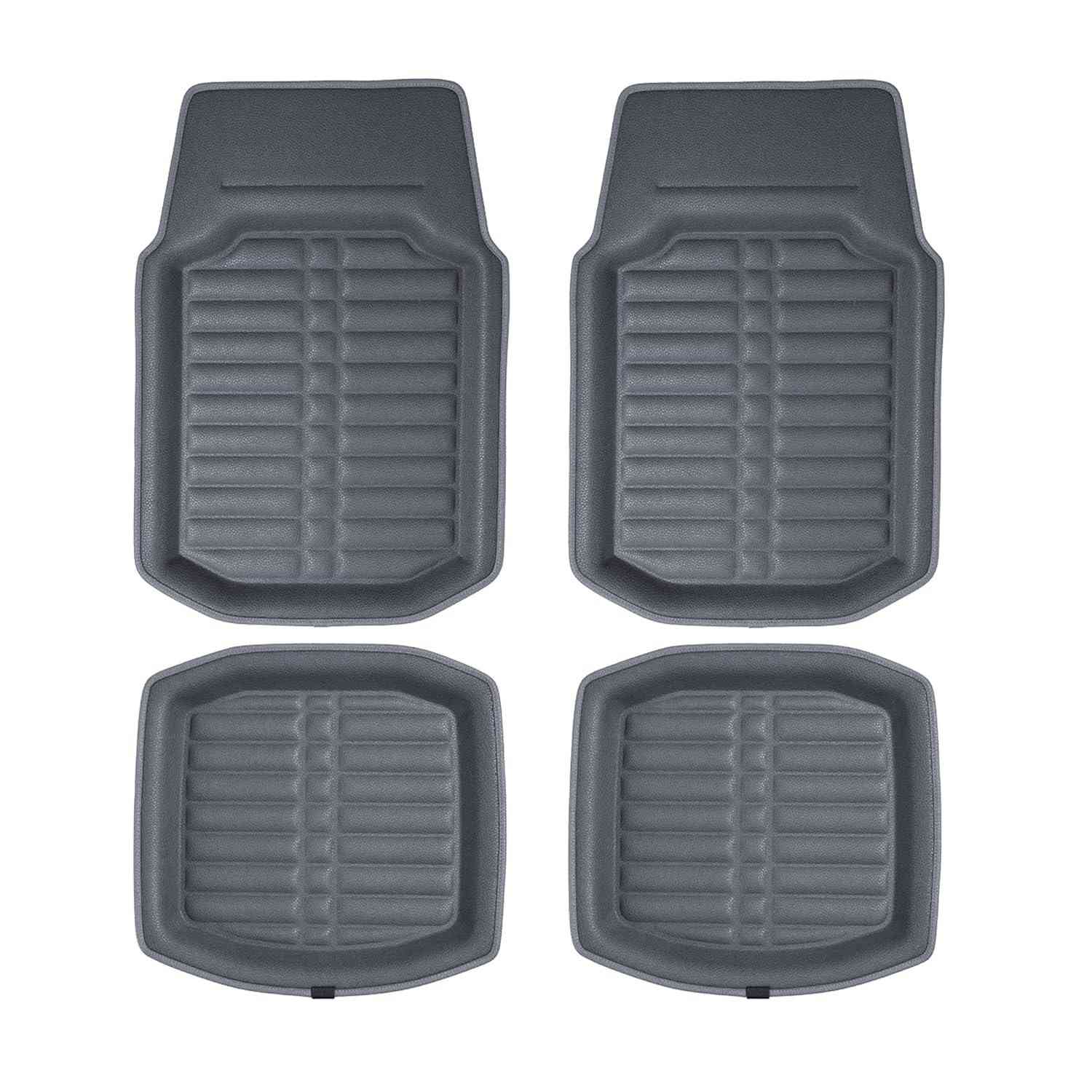 Conjunto 4 Tapetes FH Group Cinza Sólido Impermeável para Todos os Climas - Proteção Total