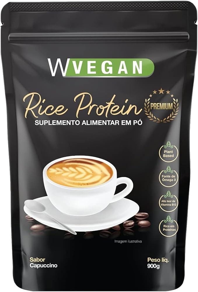 W Vegan Rice Protein Premium 900G Embalagem Refil Wvegan Sabor Capuccino Vegano Proteina De Arroz
