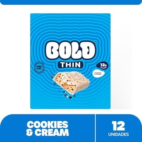 Barra de Proteína BOLD Snacks Thin Cookies & Cream (12g de Proteína) - Caixa com 12 unidades