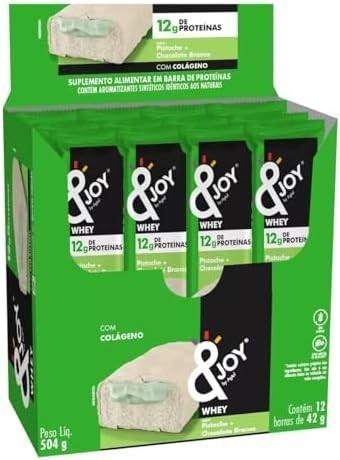 Barra de Proteína Enjoy com Whey Sabor Pistache + Chocolate Branco - Caixa com 12 unidades