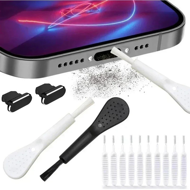 Proteja Seu Celular: Kit Limpeza e Plugue Anti-Poeira Essencial