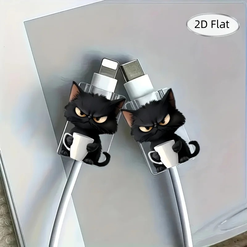 Protetor de Cabo Gato Preto Bravo Anti-Quebra - Kit 2pçs
