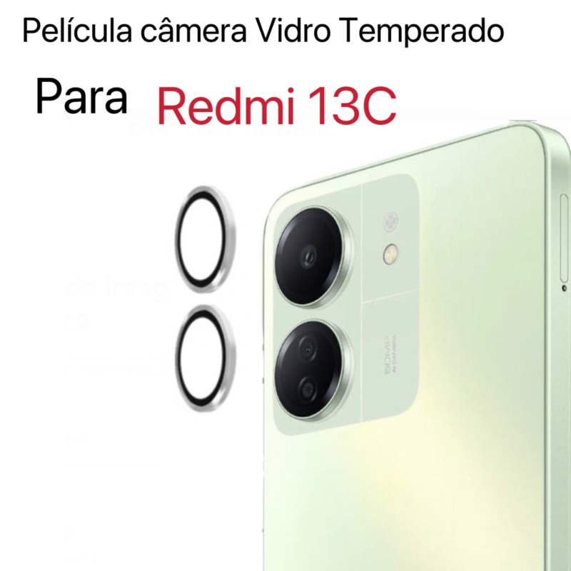 Protetor de Câmera Xiaomi Redmi 13C – 2 Películas com Anel de Metal