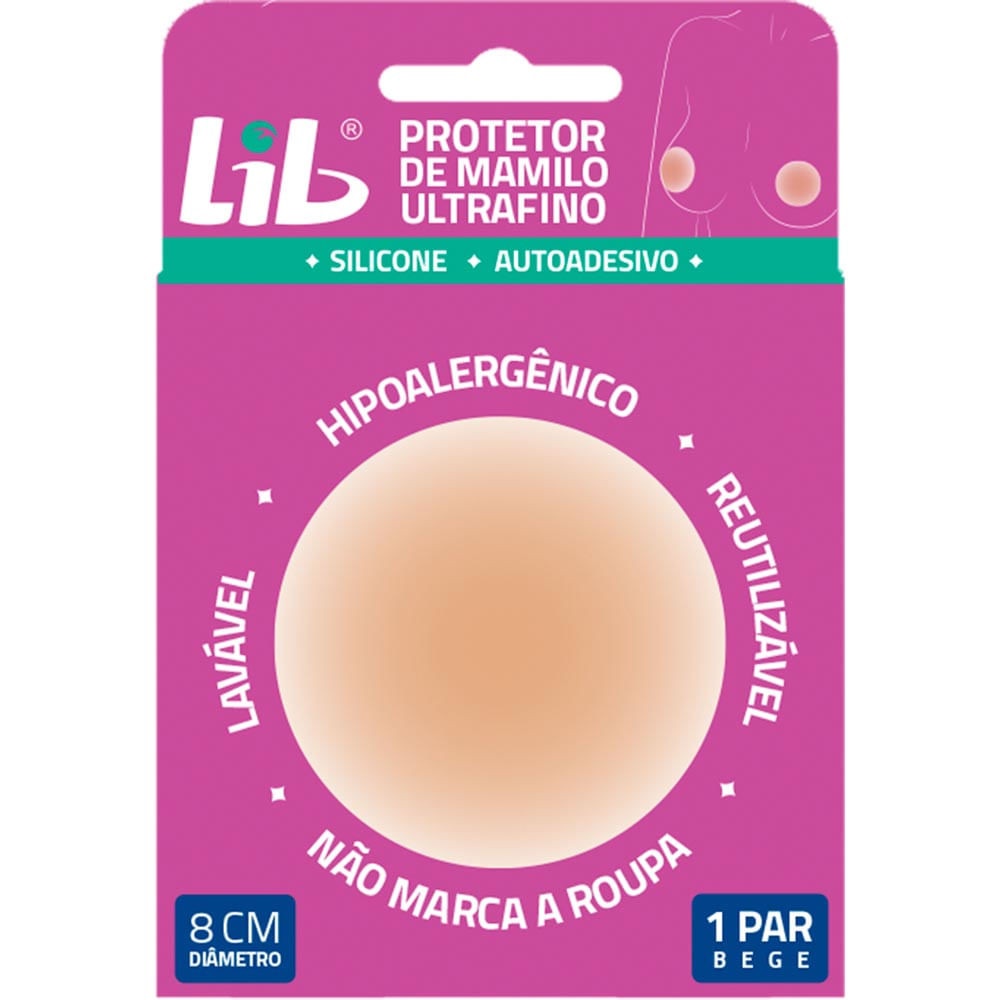 Protetor de Mamilo Lib Ultrafino: Silicone Reutilizável e Autoadesivo