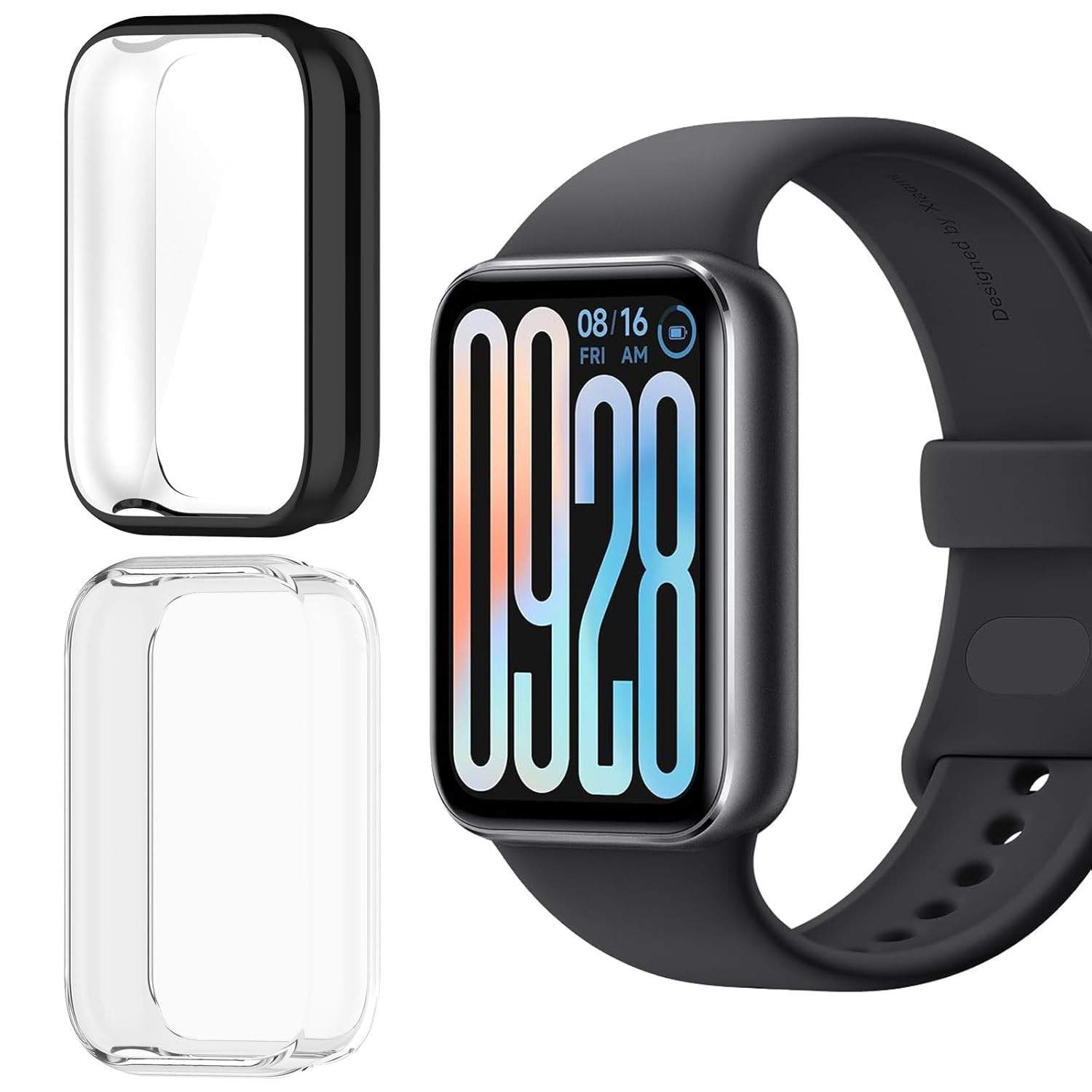 2Peças Capas Protetor de Tela Compatível com Xiaomi Smart Band 9 Pro,Capa Protetora Bumper Case de TPU para Xiaomi Mi Smart Band 9 Pro