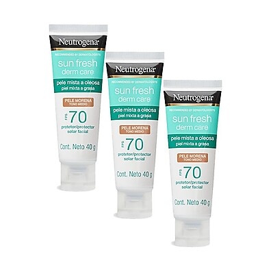 Protetor Solar Neutrogena FPS70: Kit com 3 Unidades para Pele Oleosa
