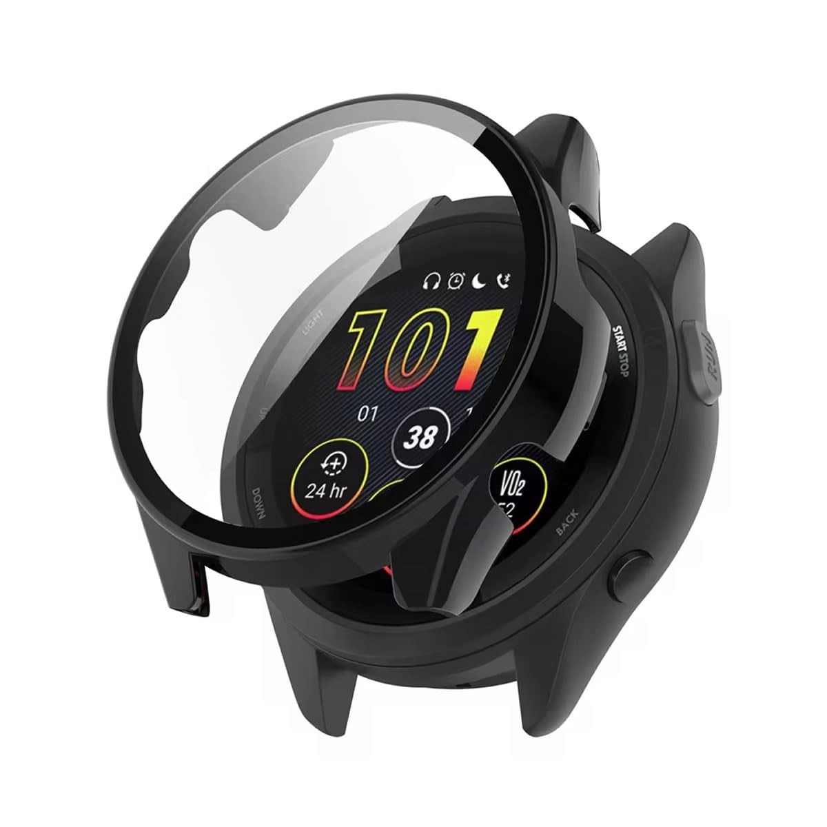 Capa Protetora Preta com Película para Garmin Forerunner 165 / 165 Music