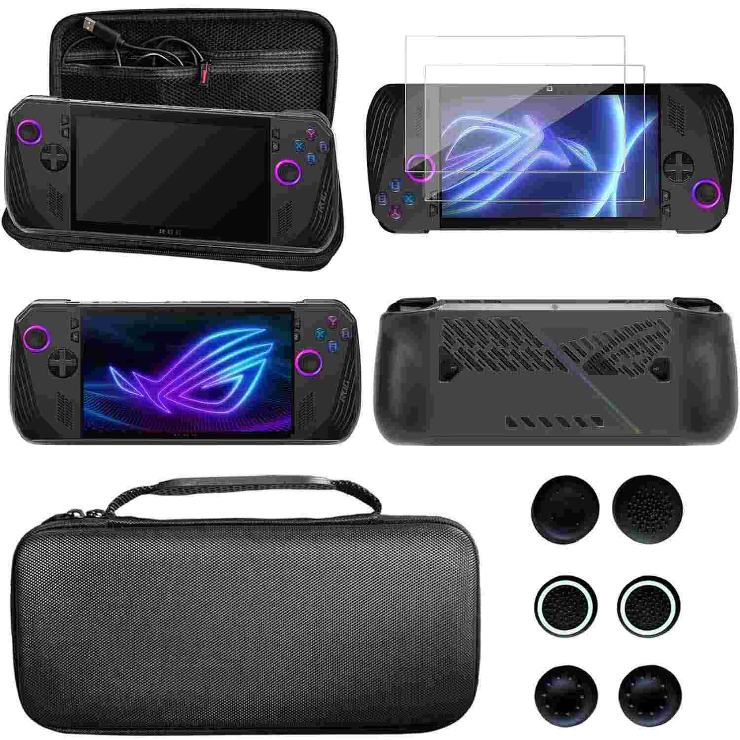 Kit Essencial YOOWA para ROG Ally X 2024: Estojo, Capa Protetora e Mais - Preto