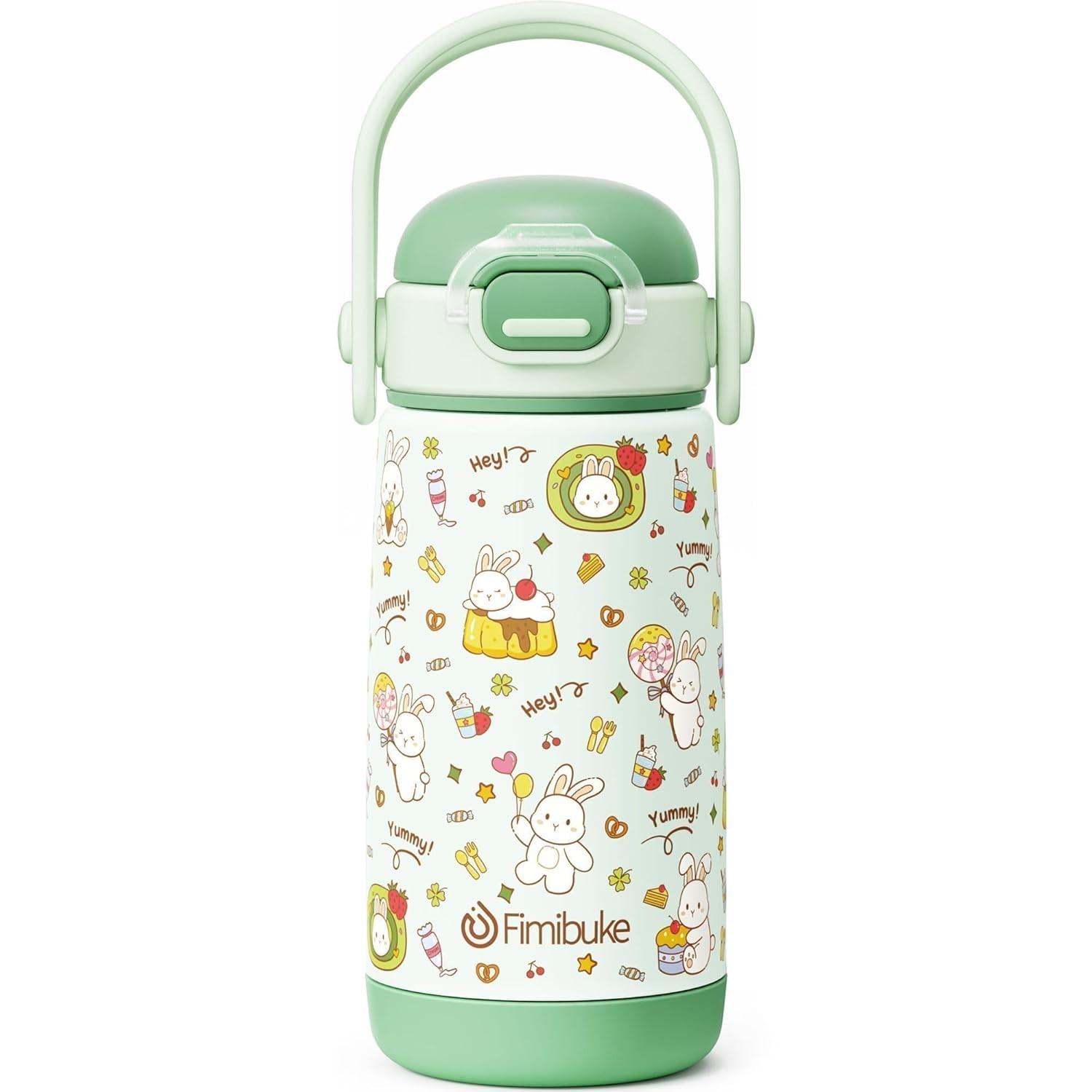 Garrafa Térmica Infantil Fimibuke 400ml com Canudo - Dupla Parede, à Prova de Vazamento e Livre de BPA