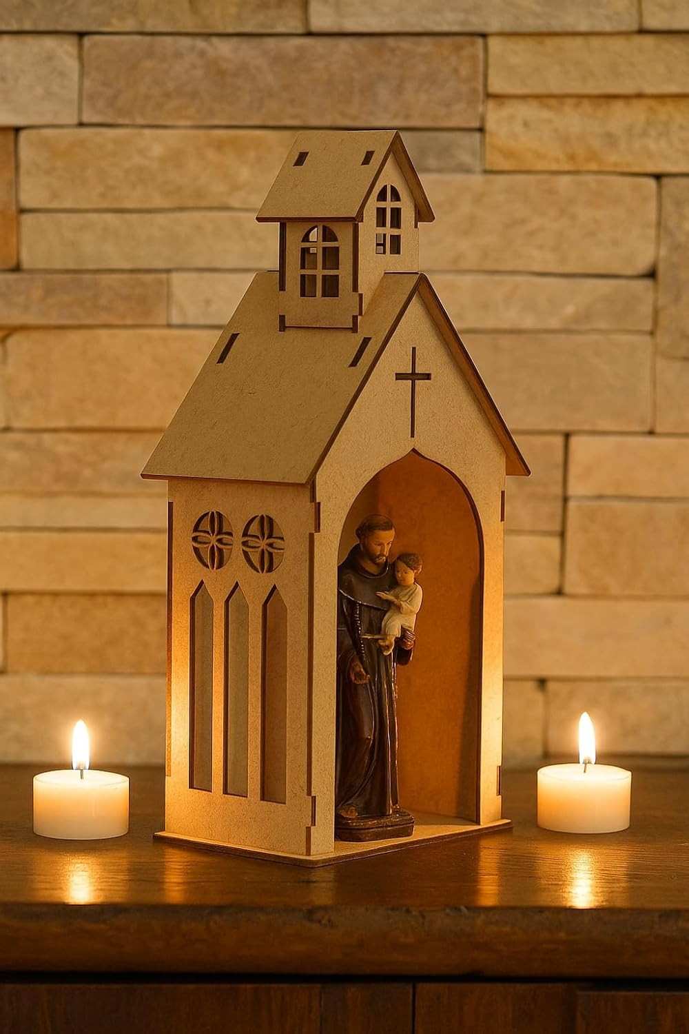 Oratório Capela Provençal em MDF Cru com Corte a Laser - Decoração Religiosa Elegante e Versátil