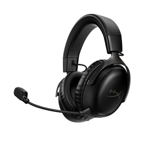 Headset Wireless HyperX Cloud III - Gamer para PC, PS5, PS4, Bateria de até 120h, 2,4 GHz, Drivers 53mm, Espuma Viscoelástica, Estrutura Durável, Microfone 10mm, Preto (77Z45AA)