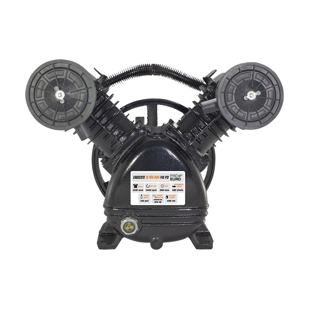Cabeçote Compressor de Ar PRO EURO 10 PCM - 140 PSI - Durabilidade e Performance Profissional