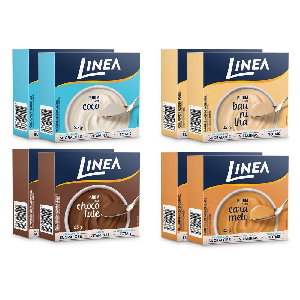 Pudins Linea: Kit 8 Sabores Deliciosos e Sem Açúcar!