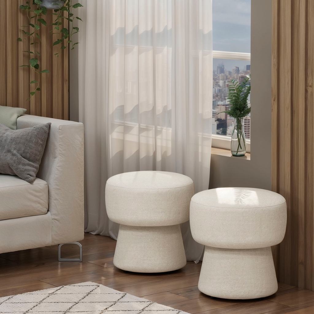 Puff Cogumelo Boucle: Design Moderno e Conforto para Sua Sala