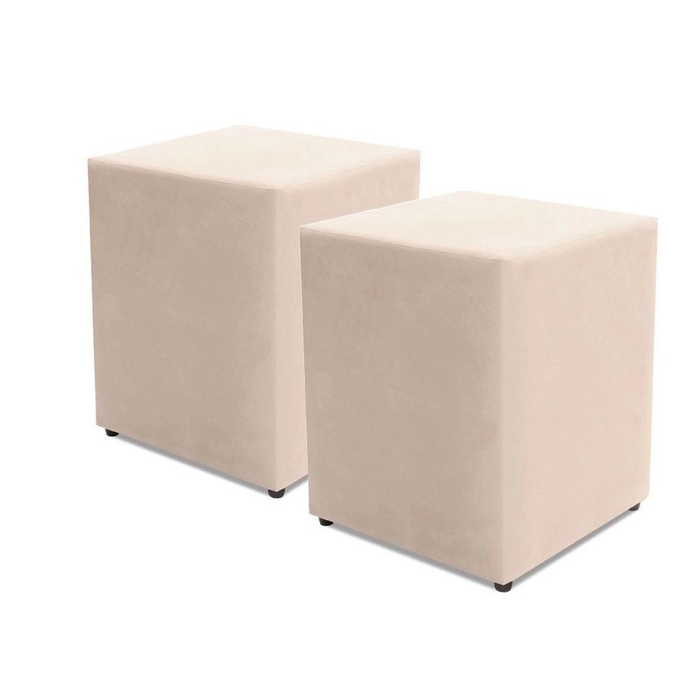 Puff Decorativo Suede 45cm: Kit 2 Puffs Elegantes