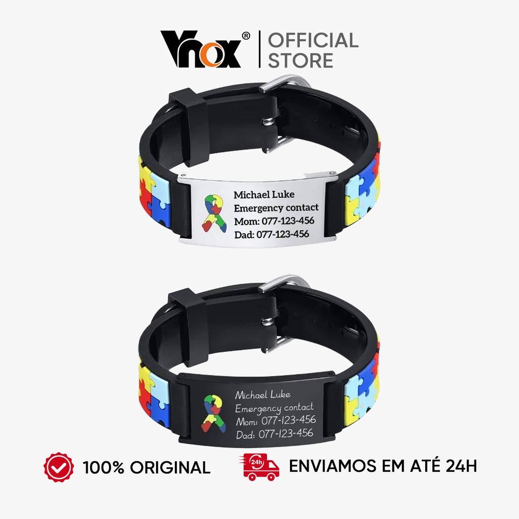 Pulseira Autismo: Segurança e Info. Médica