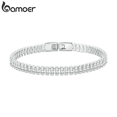 Pulseira Bamoer: Zircônia Quadrada para um Look Moderno