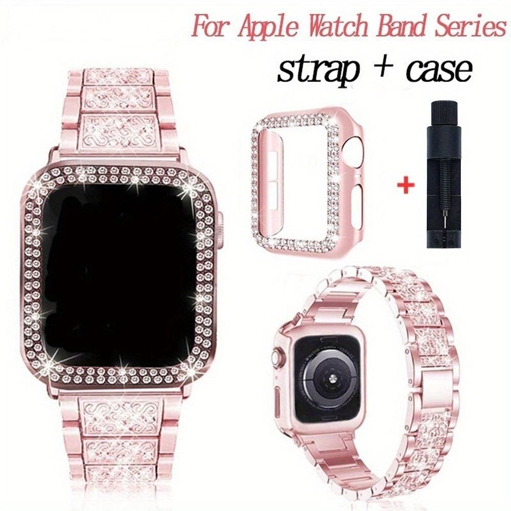 Pulseira de Diamante para Apple Watch + Capa de Aço Inox