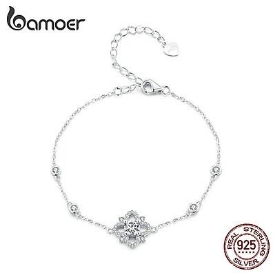 Pulseira de Prata 925 com Moissanite: Elegância Floral
