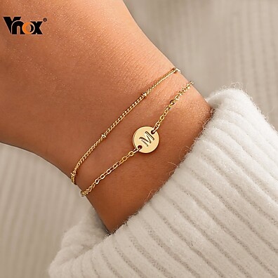 Pulseira Inicial Vnox: Elegância em Camadas
