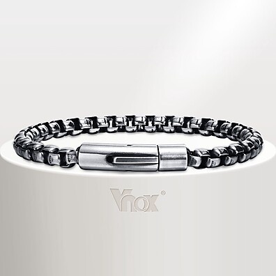 Pulseira Masculina Vnox 6mm: Aço Inox Punk