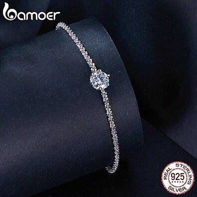 Pulseira Moissanite Bamoer S925: Elegância e Brilho!