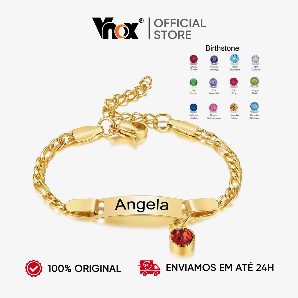 Pulseira Nome Bebê: Personalize com Pedra do Nascimento!