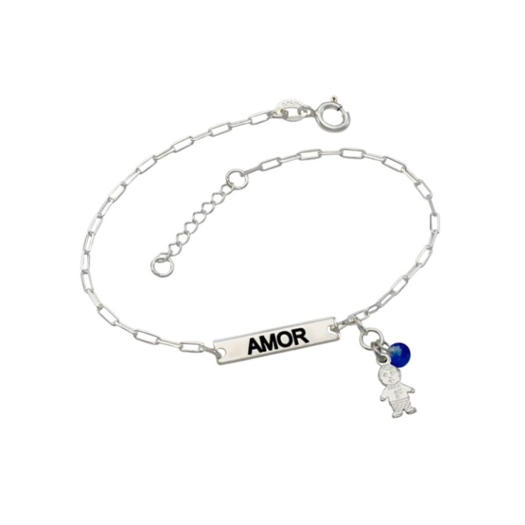 Pulseira Prata 925 Amor e Menino: Elegância e Carinho