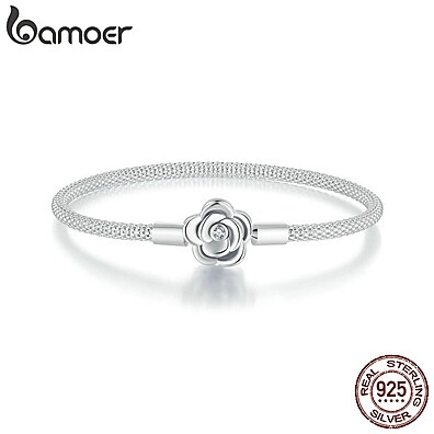 Pulseira Prata 925 Bamoer: Elegância em Rosa