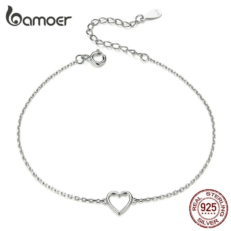 Pulseira Prata 925 Bamoer Formato de Amor