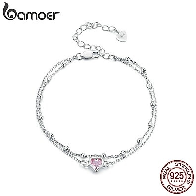 Pulseira Prata 925 Coração Bamoer: Elegância e Charme