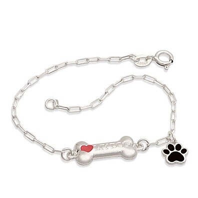 Pulseira Prata 925 'I Love My Dog'