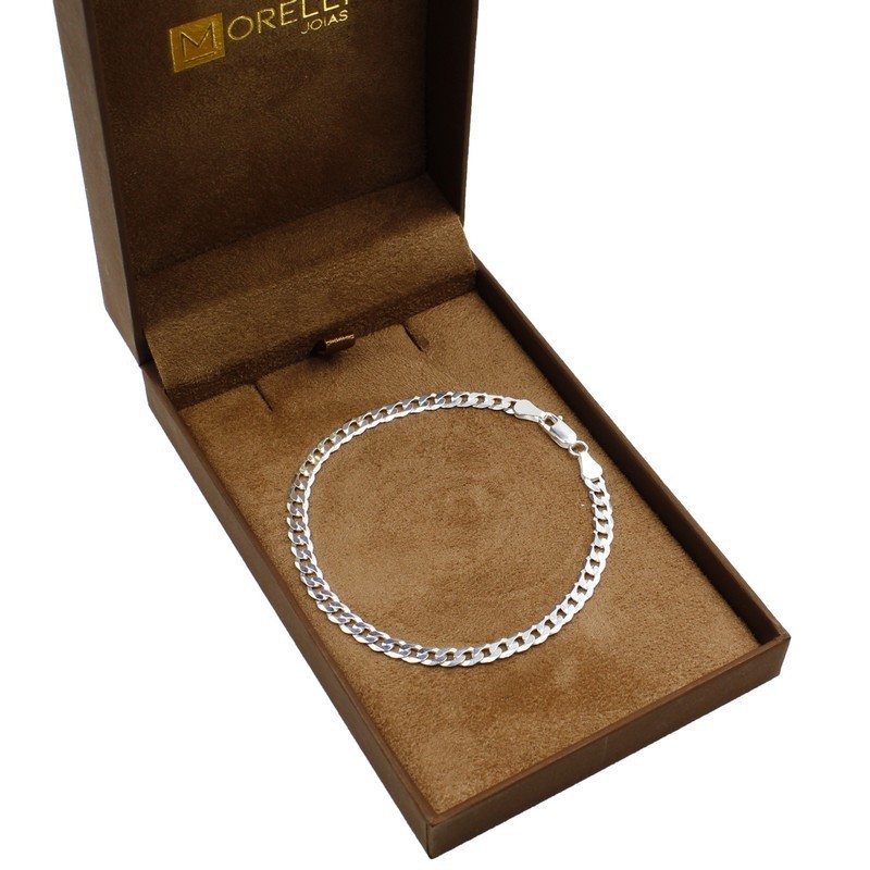 Pulseira Prata 925 Masculina: Groumet Escama de Peixe