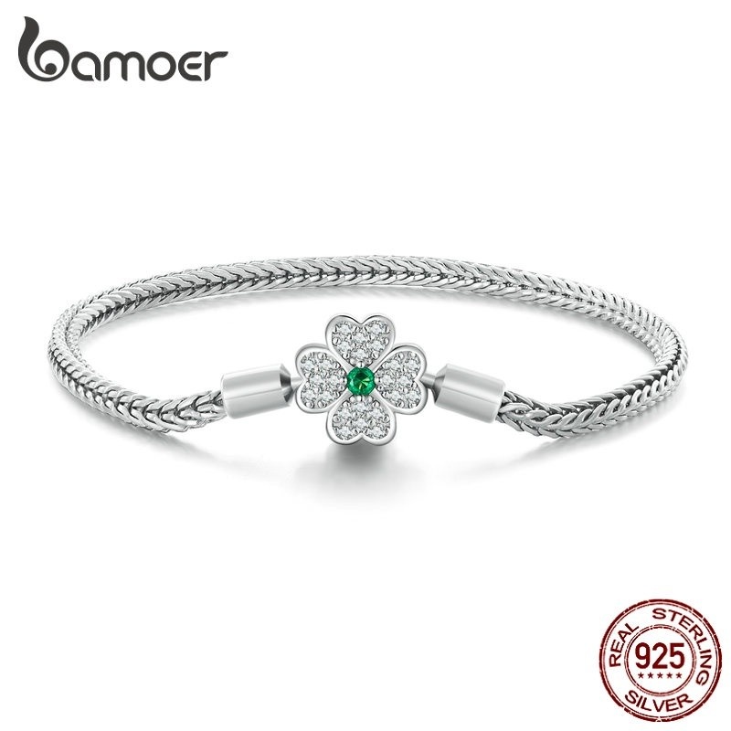 Pulseira Prata 925 Trevo: Elegância Bamoer