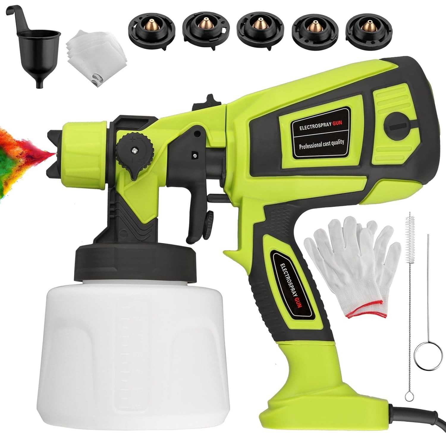 Pistola de Pintura Elétrica JiGiU 700W HVLP com 5 Bicos - Pulverizador de Tinta Profissional 1400ml