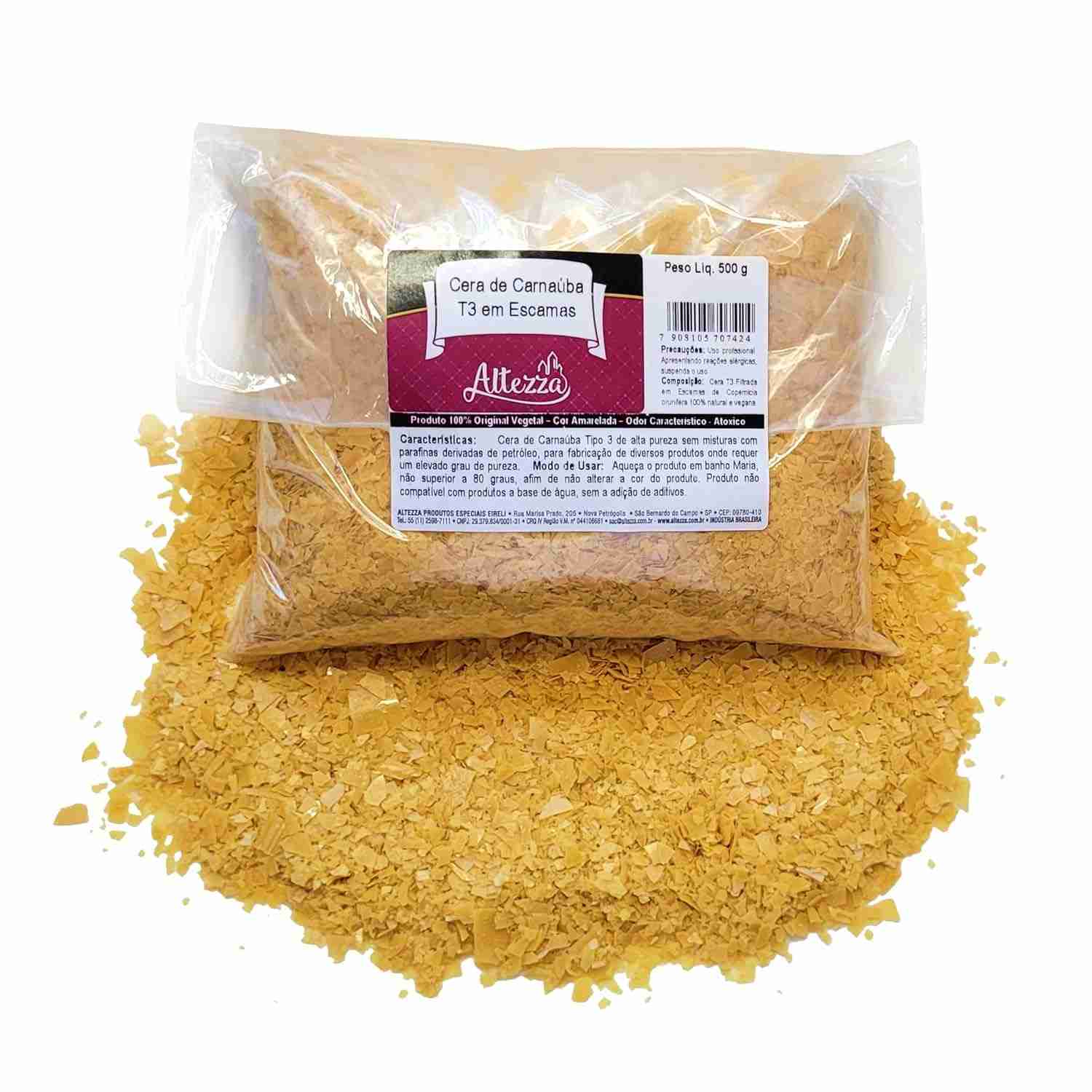 Cera de Carnaúba T3 Quebrada Pura em Escamas 500g – Super Premium para Brilho e Proteção Automotiva