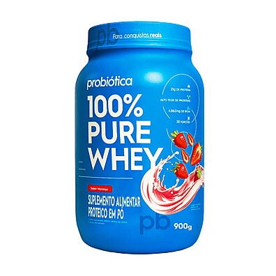Pure Whey 900g Probiótica: Ganhe Massa Magra!