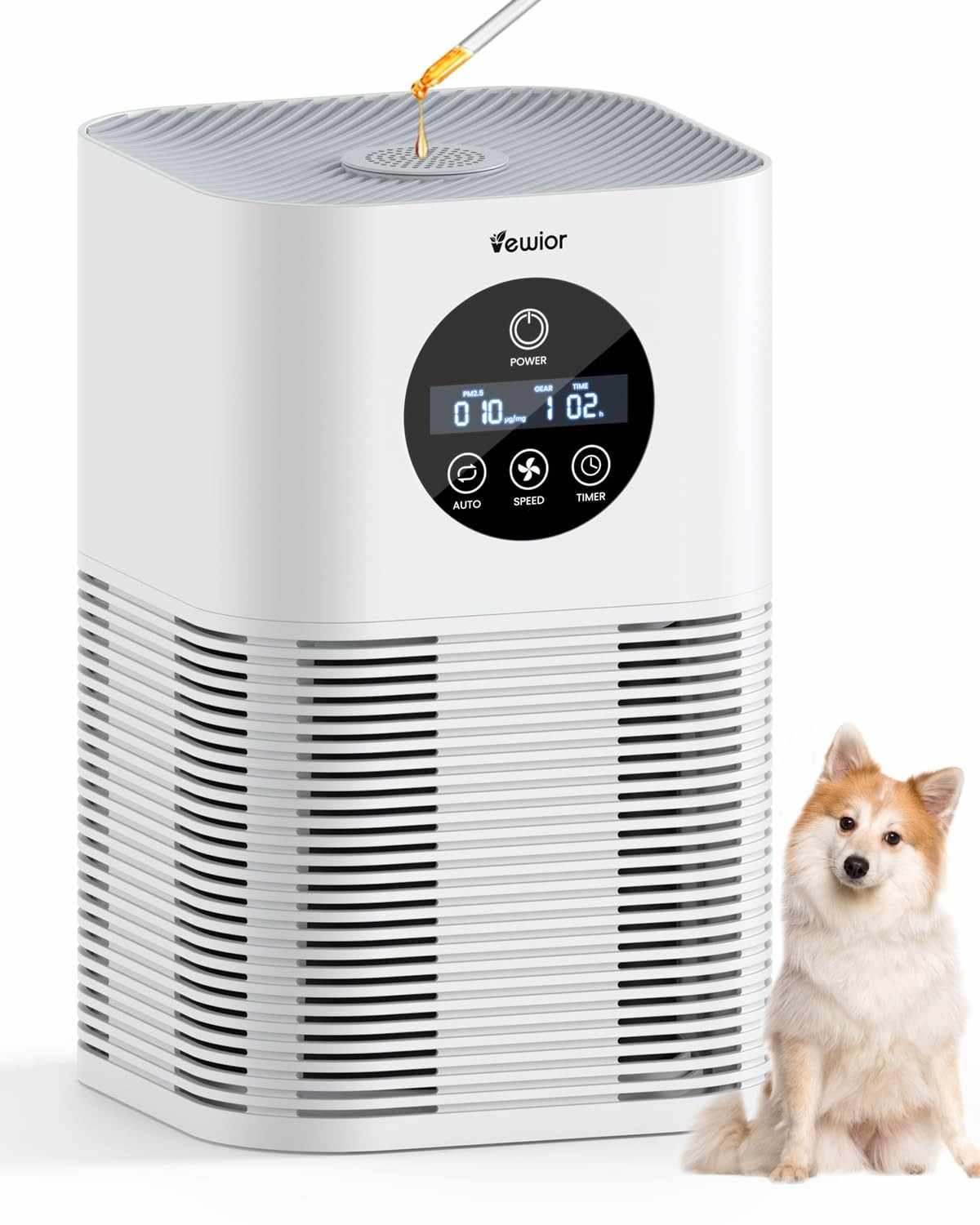 Purificadores de ar para casa grande sala de até 600 pés², purificadores de ar VEWIOR H13 True Hepa para animais de estimação, pelos, fumaça, pólen, 3 velocidades de ventilador, 6 temporizador