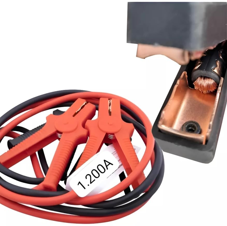 Cabo de Chupeta 1200A para Caminhão, Carro, Moto e Trator - Cobre Puro e Garras Fortes