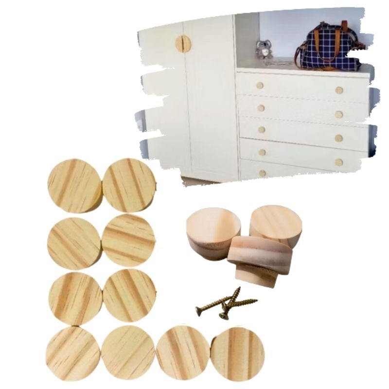 Puxador de Porta de Madeira Natural Redondo P3 Boho Chic – Design Único para Sua Decoração
