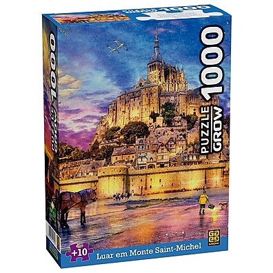 Puzzle 1000 Peças Luar em Monte Saint-Michel: Desafio Encantador